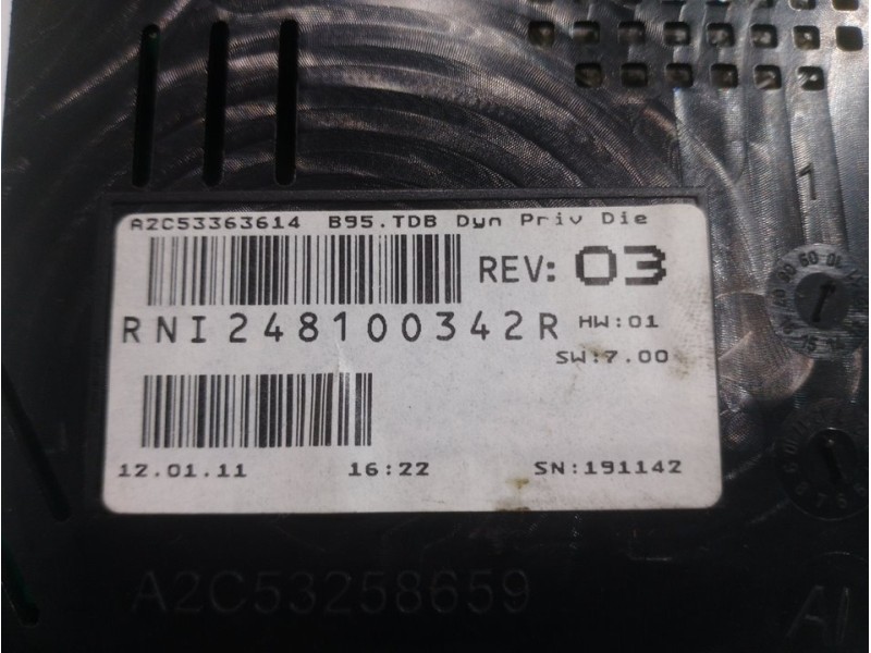 Recambio de cuadro instrumentos para renault megane iii berlina 5 p dynamique referencia OEM IAM 248100342R  