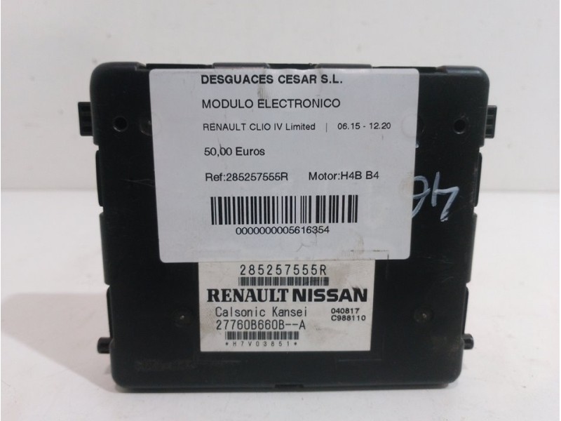 Recambio de modulo electronico para renault clio iv limited referencia OEM IAM 285257555R  