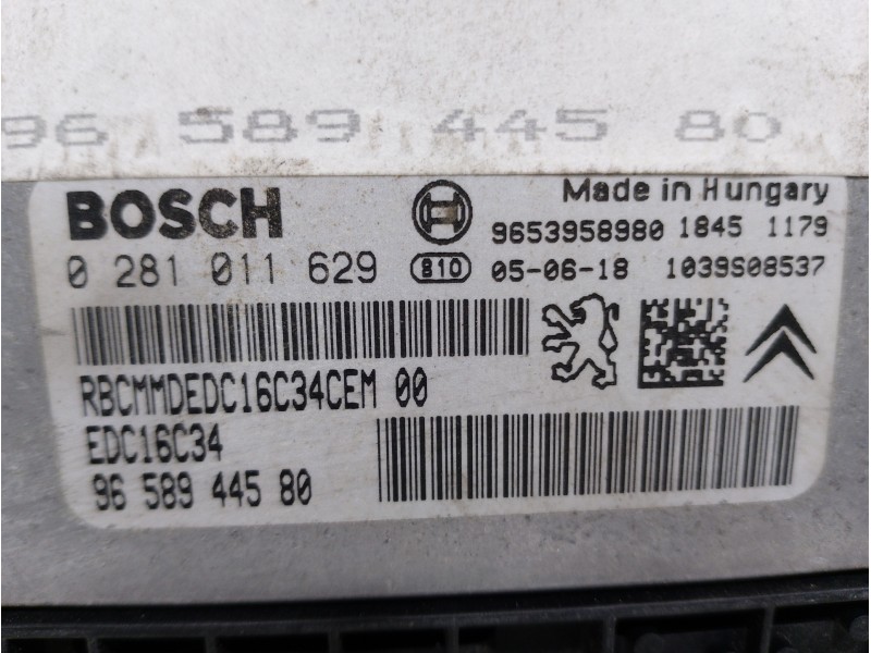 Recambio de centralita motor uce para citroën c4 berlina vtr plus referencia OEM IAM 9658944580 0281011629  Recambio de centralita motor uce para citroën c4 berlina vtr plus referencia OEM IAM 9658944580 0281011629