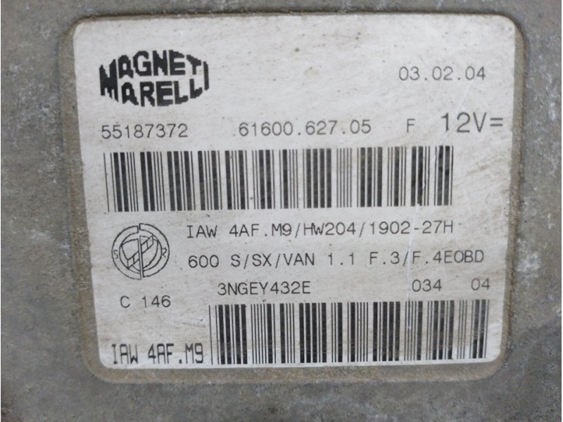 Recambio de centralita motor uce para fiat seicento (187) active referencia OEM IAM 55187372 IAW4AFM9 