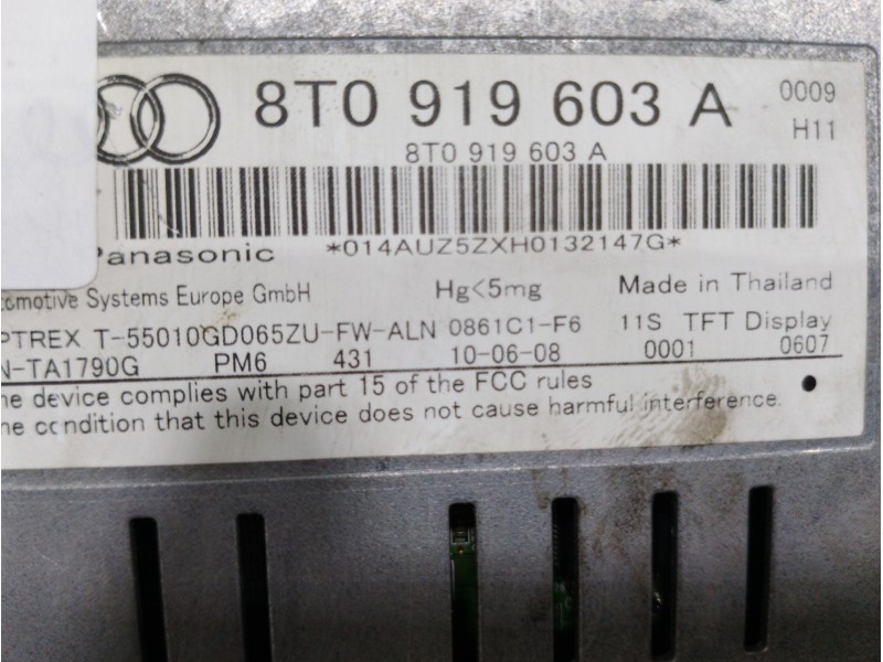 Recambio de pantalla multifuncion para audi a4 ber. (b8) básico referencia OEM IAM 8T0919603A 10 PINES 