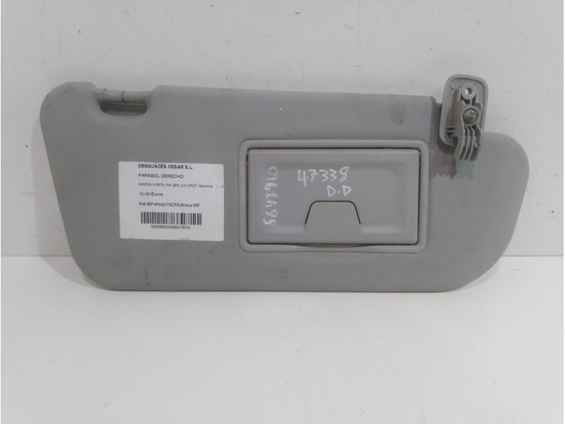 Recambio de parasol derecho para mazda 3 berlina (bk) 2.0 crdt sportive referencia OEM IAM BP4K69270CFKZ  