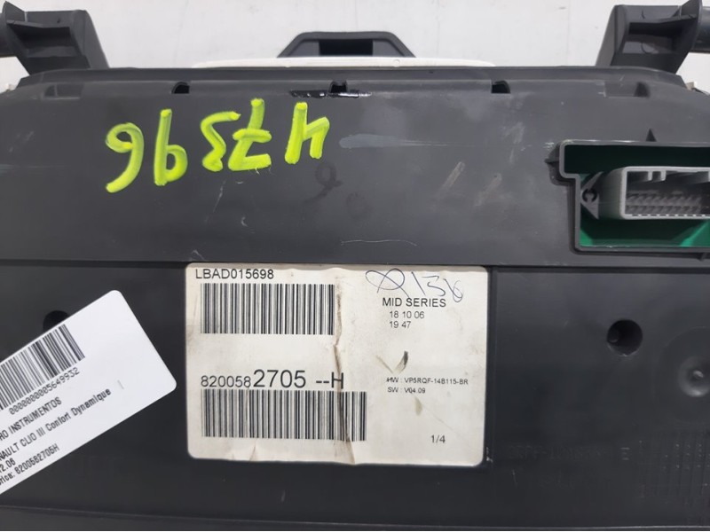 Recambio de cuadro instrumentos para renault clio iii confort dynamique referencia OEM IAM 8200582705H  