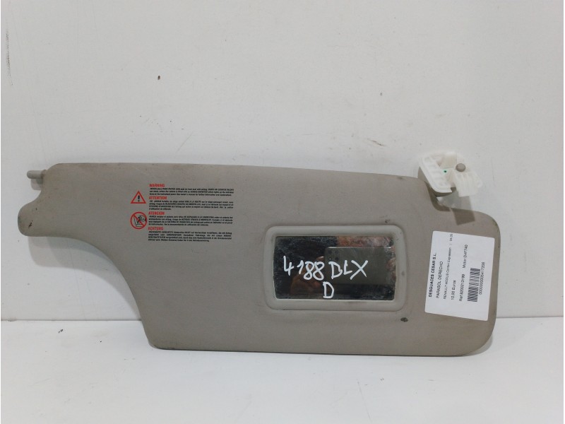 Recambio de parasol derecho para renault modus confort expression referencia OEM IAM 8200213199  