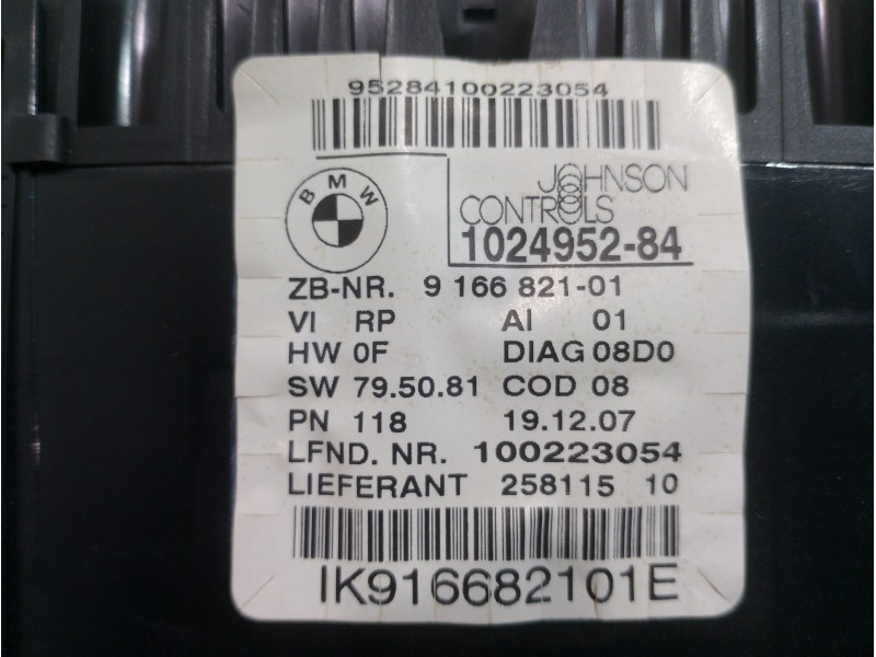 Recambio de cuadro instrumentos para bmw serie 1 berlina (e81/e87) 118i referencia OEM IAM 102495284  