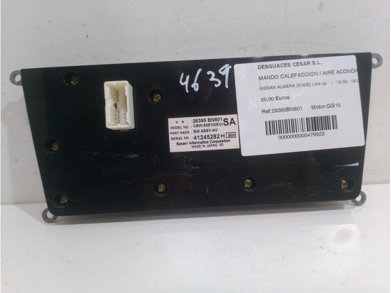Recambio de mando calefaccion / aire acondicionado para nissan almera (n16/e) line up referencia OEM IAM 28395BN801  