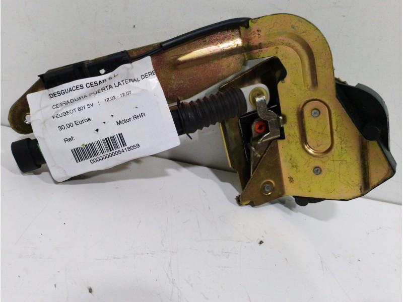 Recambio de cerradura puerta lateral derecha para peugeot 807 sv referencia OEM IAM  2 CONECTORES 