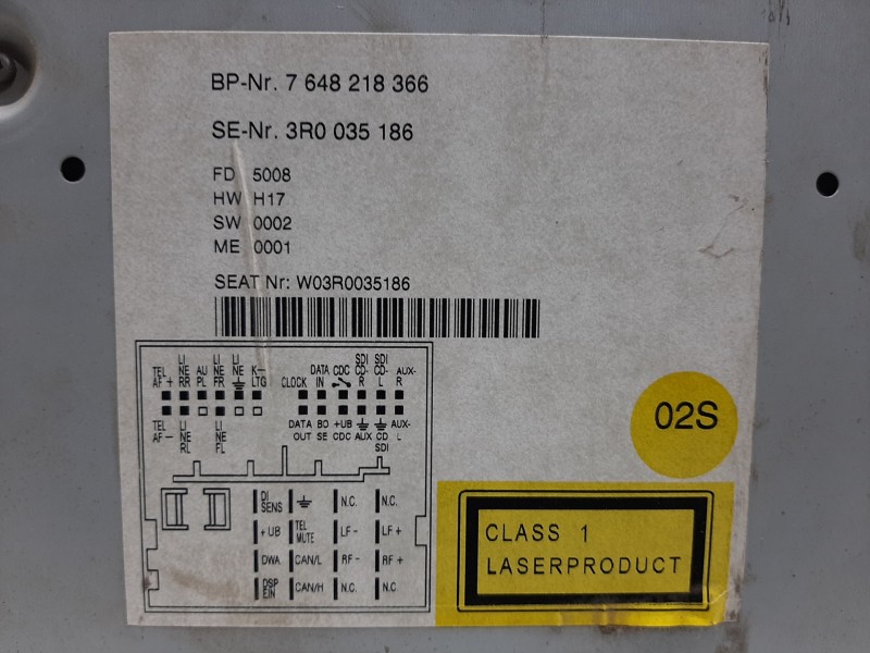 Recambio de sistema audio / radio cd para seat exeo berlina (3r2) reference referencia OEM IAM 3R0035186  