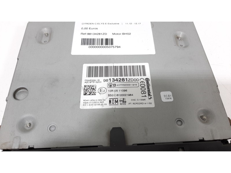 Recambio de sistema audio / radio cd para citroën c-elysée exclusive referencia OEM IAM 98134281ZD  