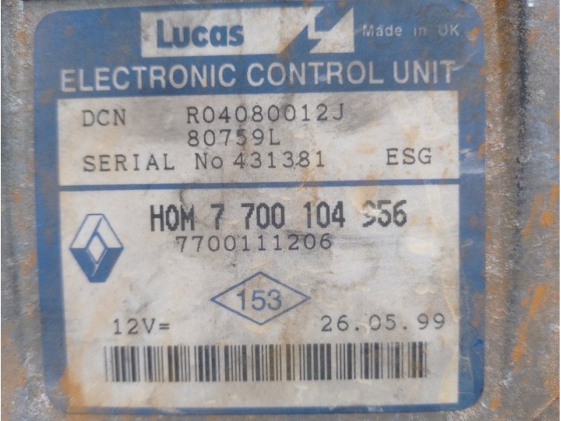 Recambio de centralita motor uce para renault kangoo (f/kc0) rt referencia OEM IAM 7700104956  
