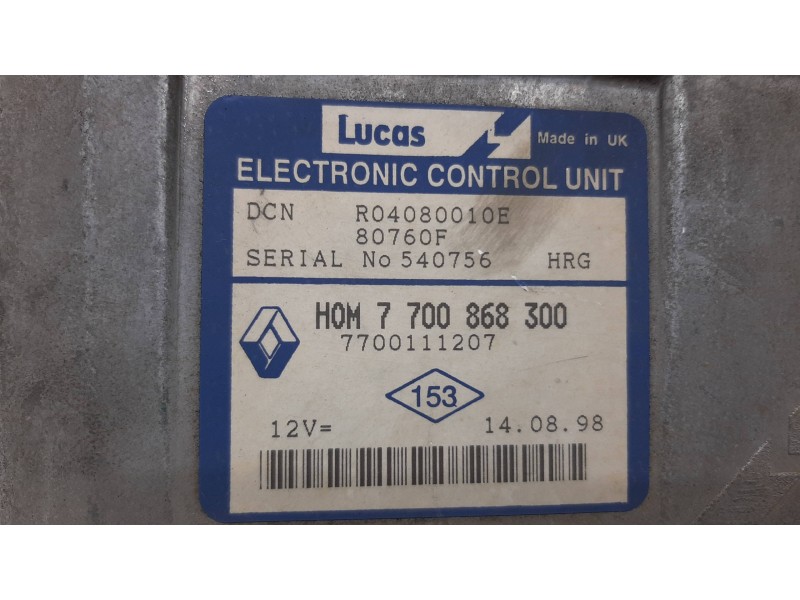 Recambio de centralita motor uce para renault kangoo (f/kc0) rt klima referencia OEM IAM 7700868300  