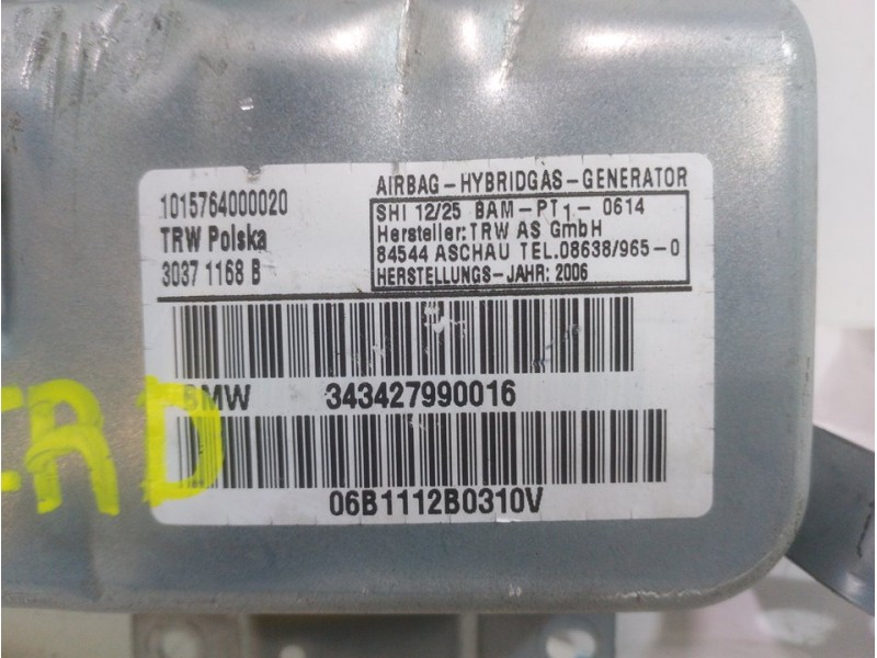 Recambio de airbag delantero derecho para bmw x3 (e83) 2.0d referencia OEM IAM 39705604107G  