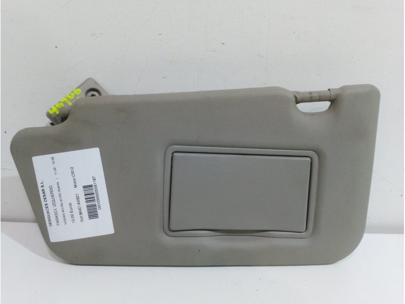 Recambio de parasol izquierdo para nissan micra (k12e) acenta referencia OEM IAM 96401AX601  