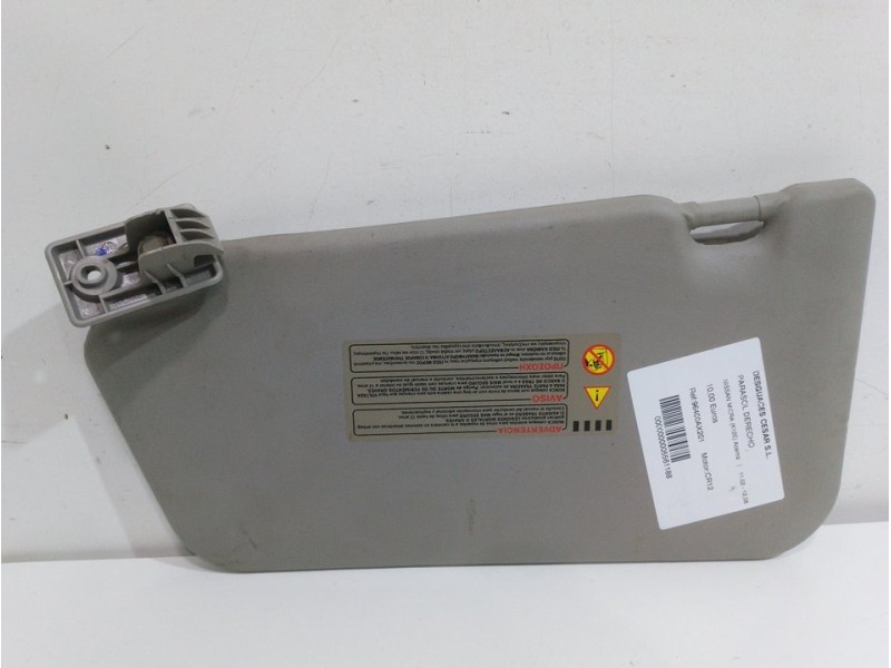 Recambio de parasol derecho para nissan micra (k12e) acenta referencia OEM IAM 96400AX201  