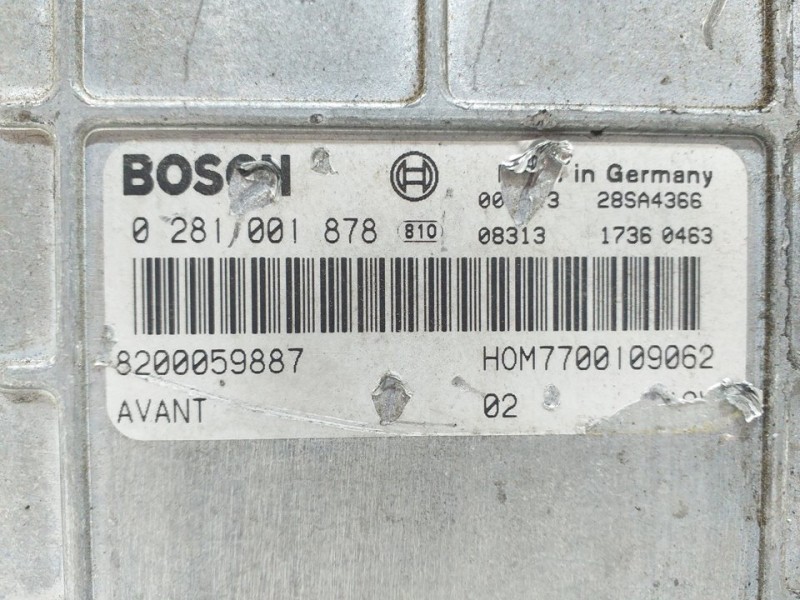 Recambio de centralita motor uce para renault kangoo (f/kc0) alize referencia OEM IAM 0281001878  