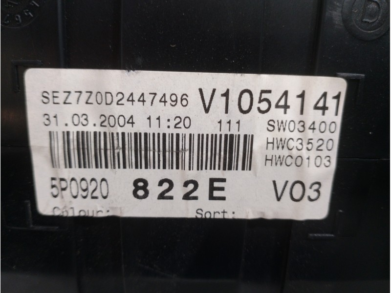 Recambio de cuadro instrumentos para seat altea (5p1) reference referencia OEM IAM 5P0920822E  