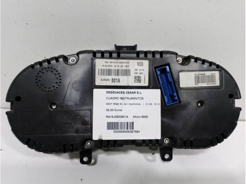 Recambio de cuadro instrumentos para seat ibiza sc (6j1) ecomotive referencia OEM IAM 6J0920801A  
