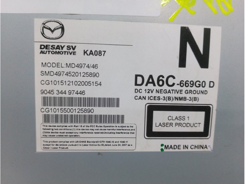 Recambio de sistema audio / radio cd para mazda cx-3 center-line referencia OEM IAM DA6C669G0  