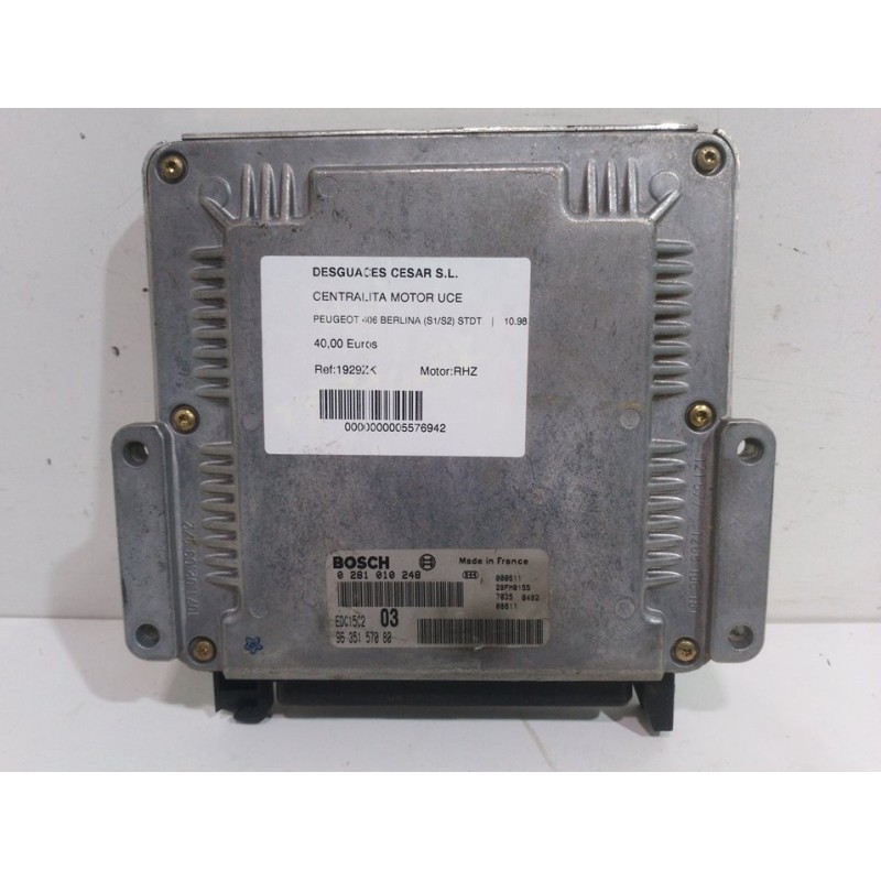 Recambio de centralita motor uce para peugeot 406 berlina (s1/s2) stdt referencia OEM IAM 0281010248 9635157080 