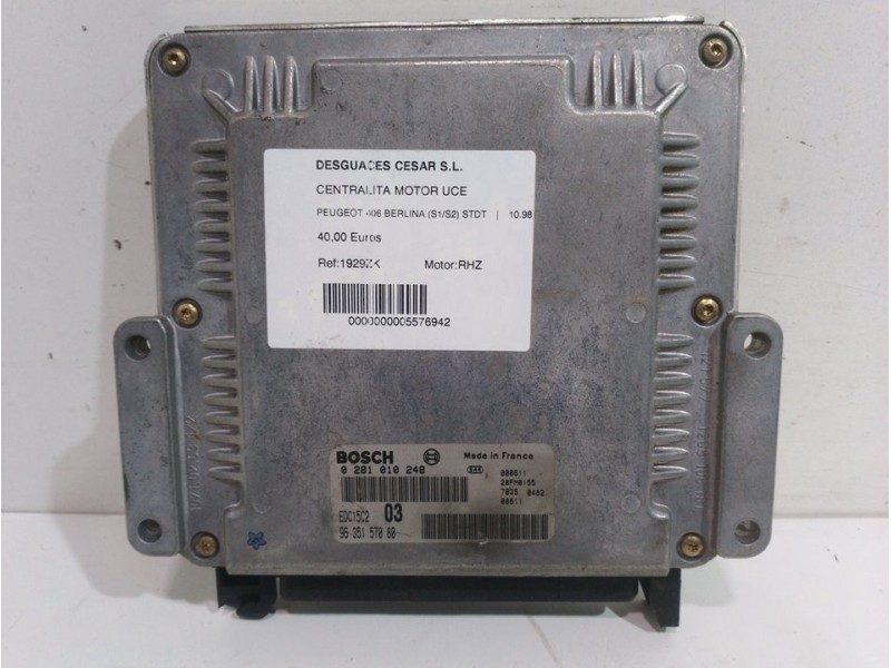 Recambio de centralita motor uce para peugeot 406 berlina (s1/s2) stdt referencia OEM IAM 0281010248 9635157080 