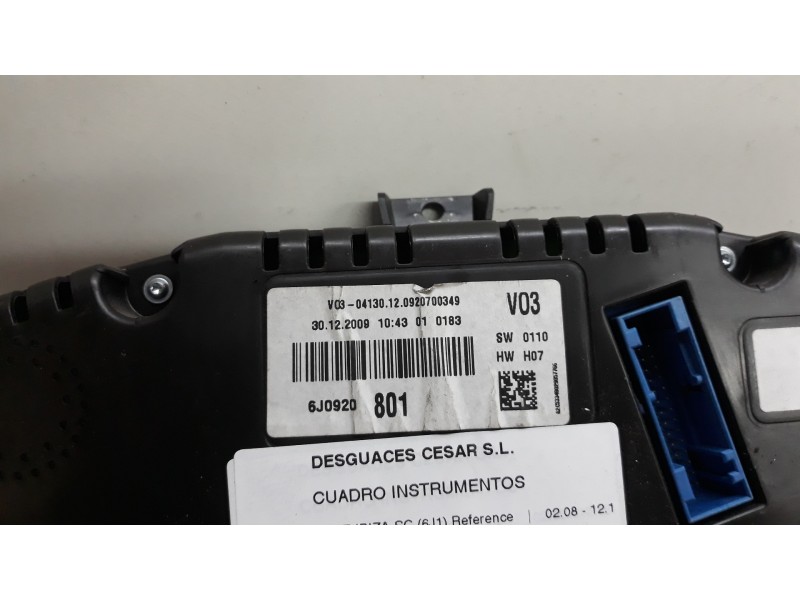 Recambio de cuadro instrumentos para seat ibiza sc (6j1) reference referencia OEM IAM 6J0920801 A2C53332250 
