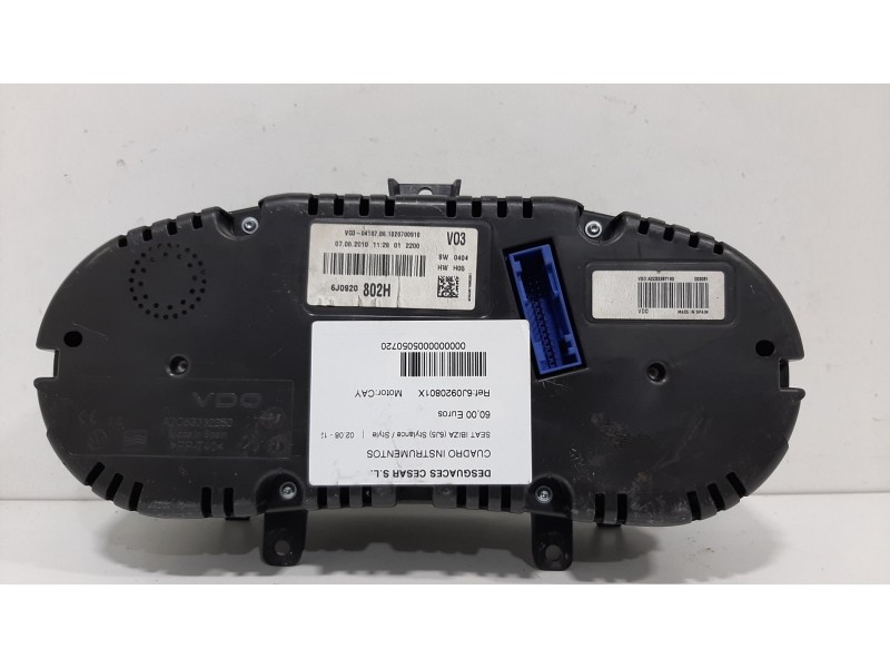 Recambio de cuadro instrumentos para seat ibiza (6j5) stylance / style referencia OEM IAM 6J0920802H A2C53387160 