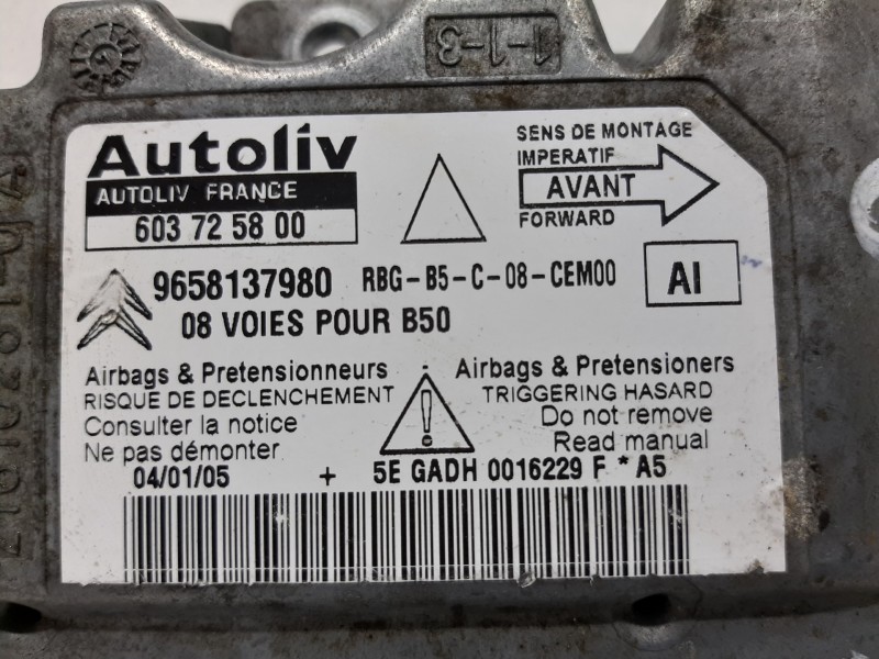 Recambio de centralita airbag para citroën c4 berlina vtr plus referencia OEM IAM 9658137980 603725800 