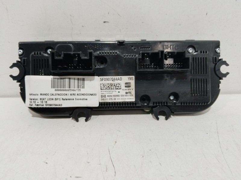 Recambio de mando calefaccion / aire acondicionado para seat leon (5f1) reference ecomotive referencia OEM IAM 5F0907044AD  