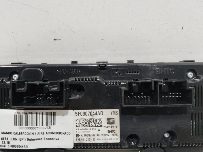 Recambio de mando calefaccion / aire acondicionado para seat leon (5f1) reference ecomotive referencia OEM IAM 5F0907044AD  