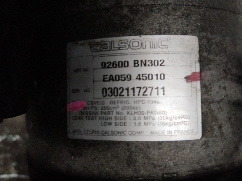 Recambio de compresor aire acondicionado para nissan almera (n16/e) acenta referencia OEM IAM EA05945010  