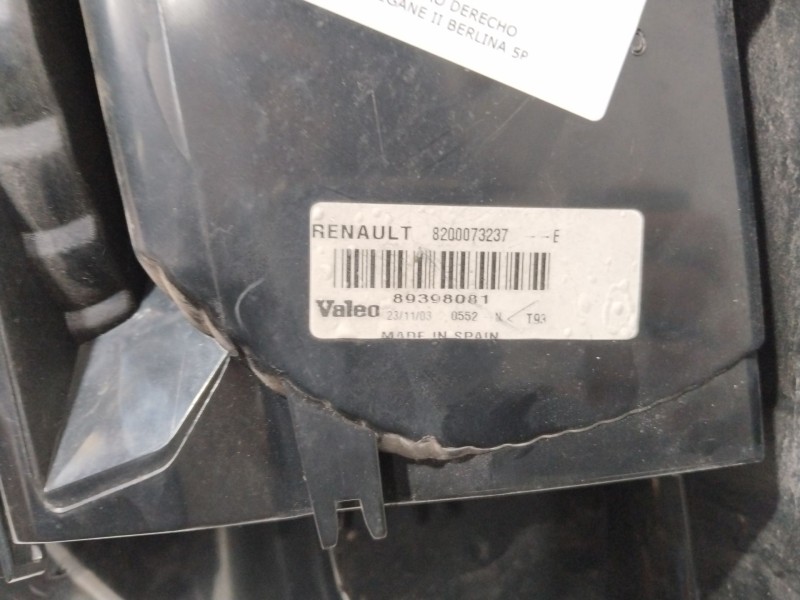 Recambio de piloto trasero derecho para renault megane ii berlina 5p authentique referencia OEM IAM 8200073237  