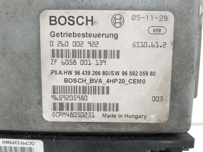 Recambio de centralita motor uce para citroën c5 berlina collection referencia OEM IAM 0260002922  