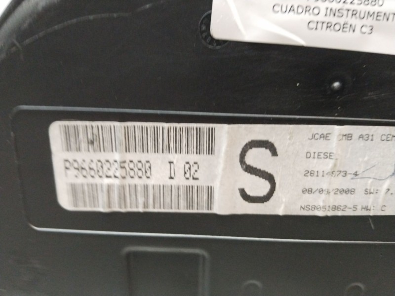 Recambio de cuadro instrumentos para citroën c3 1.4 hdi cool referencia OEM IAM P9660225880  
