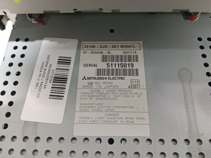 Recambio de sistema audio / radio cd para honda fr-v (be) 1.7 referencia OEM IAM 39100SJDE01ZA  