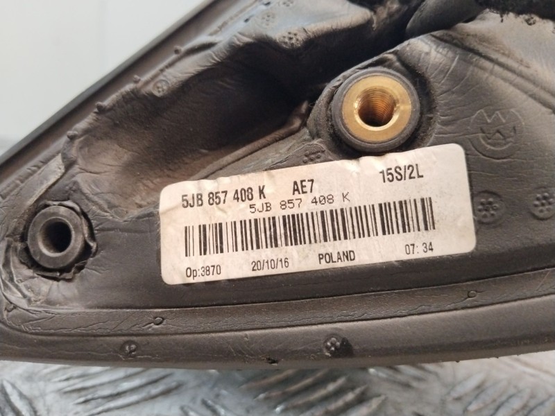 Recambio de retrovisor derecho para seat toledo iv (kg3) 1.6 tdi referencia OEM IAM 5JB857408K  