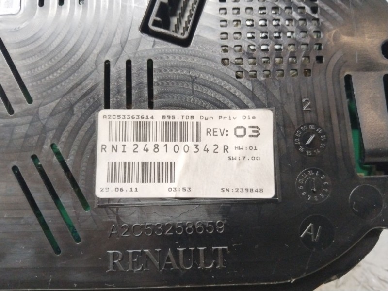 Recambio de cuadro instrumentos para renault megane iii berlina 5 p dynamique referencia OEM IAM 248100342R  
