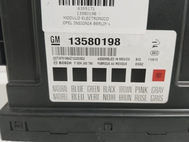 Recambio de modulo electronico para opel insignia berlina sportive referencia OEM IAM 13580198  