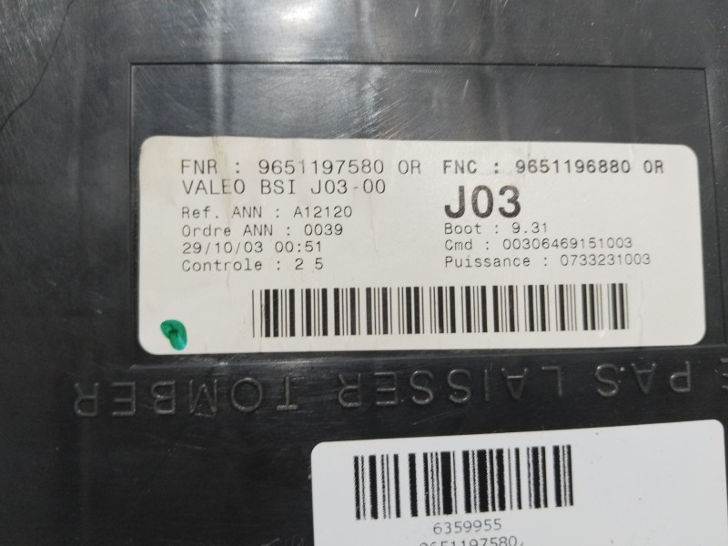 Recambio de centralita bsi para peugeot 307 (3a/c) 2.0 hdi 90 referencia OEM IAM 9651197580  