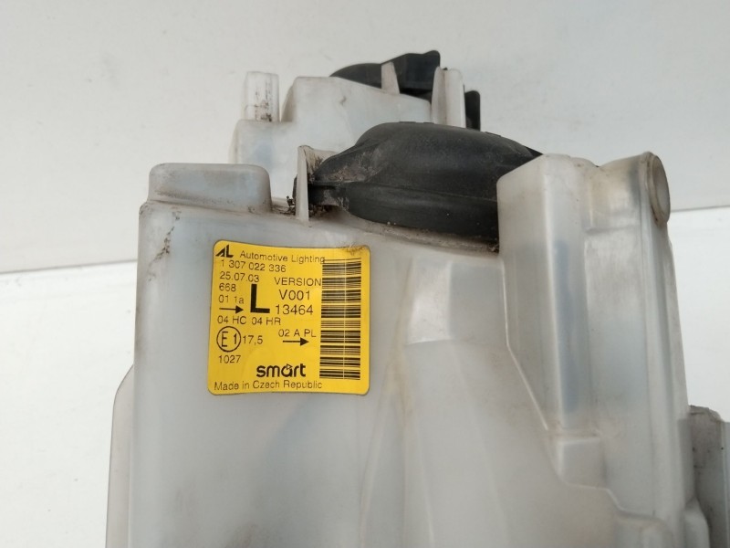 Recambio de faro izquierdo para smart coupe básico (45kw) referencia OEM IAM 1307022336  