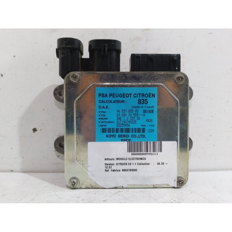 Recambio de modulo electronico para citroën c3 1.1 collection referencia OEM IAM 9653783580  