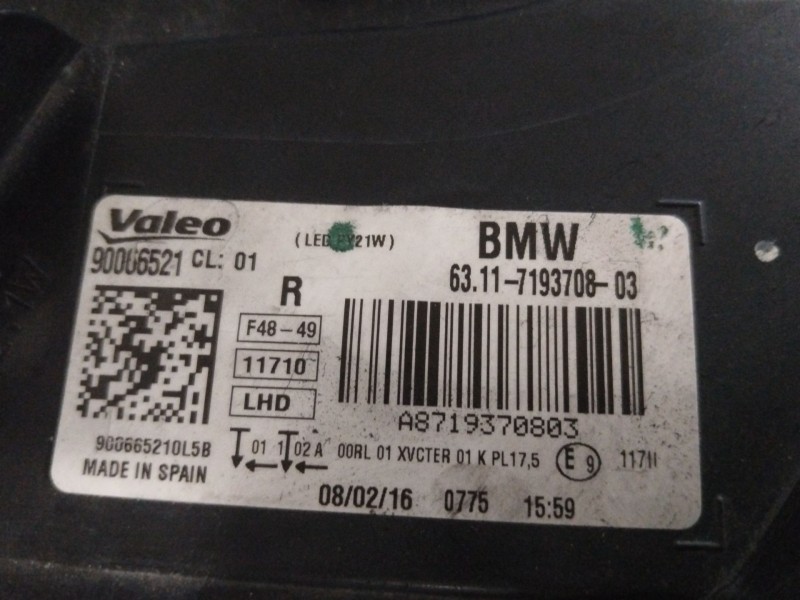 Recambio de faro derecho para bmw x1 (e84) xdrive 28 i referencia OEM IAM 6311719370803  