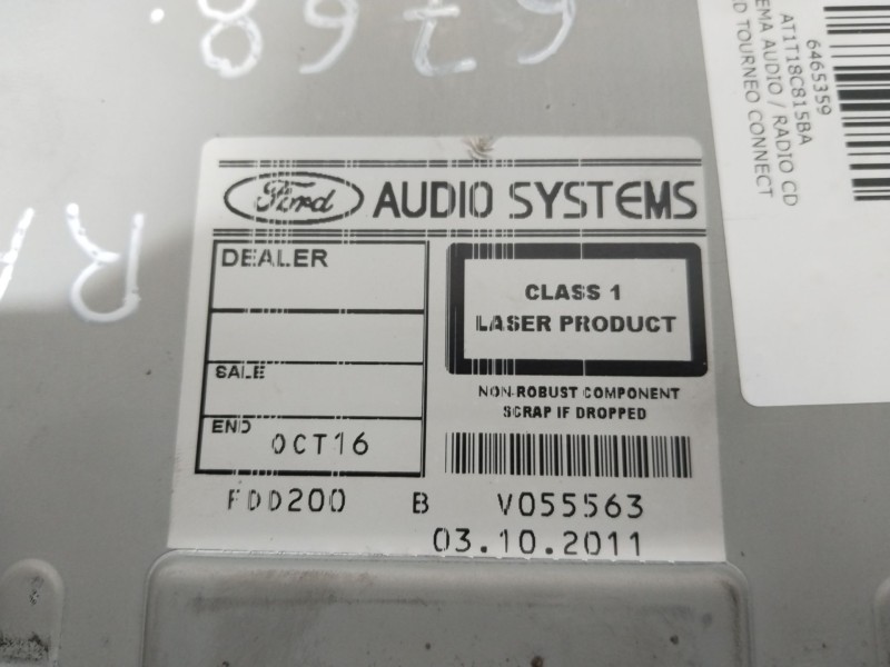 Recambio de sistema audio / radio cd para ford tourneo connect 1.8 tdci referencia OEM IAM AT1T18C815BA  