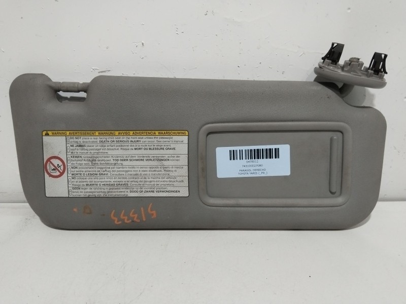 Recambio de parasol derecho para toyota yaris (_p9_) 1.4 d-4d (nlp90_) referencia OEM IAM 743100D270B0  