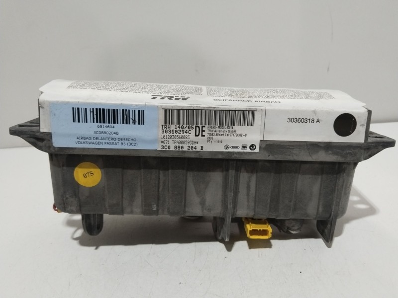 Recambio de airbag delantero derecho para volkswagen passat b6 (3c2) 2.0 tdi 16v referencia OEM IAM 3C0880204B  