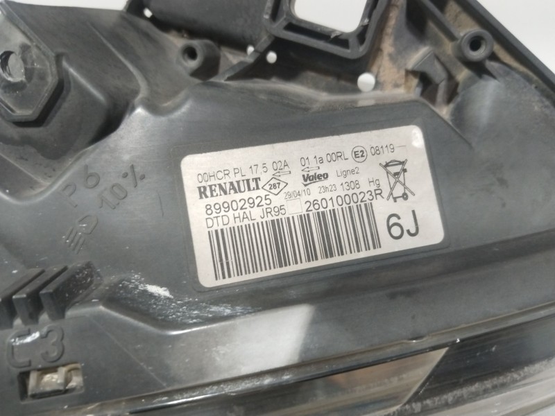 Recambio de faro derecho para renault scénic iii (jz0/1_) 1.4 16v (jz0f, jz1v) referencia OEM IAM 260100023R  89902925