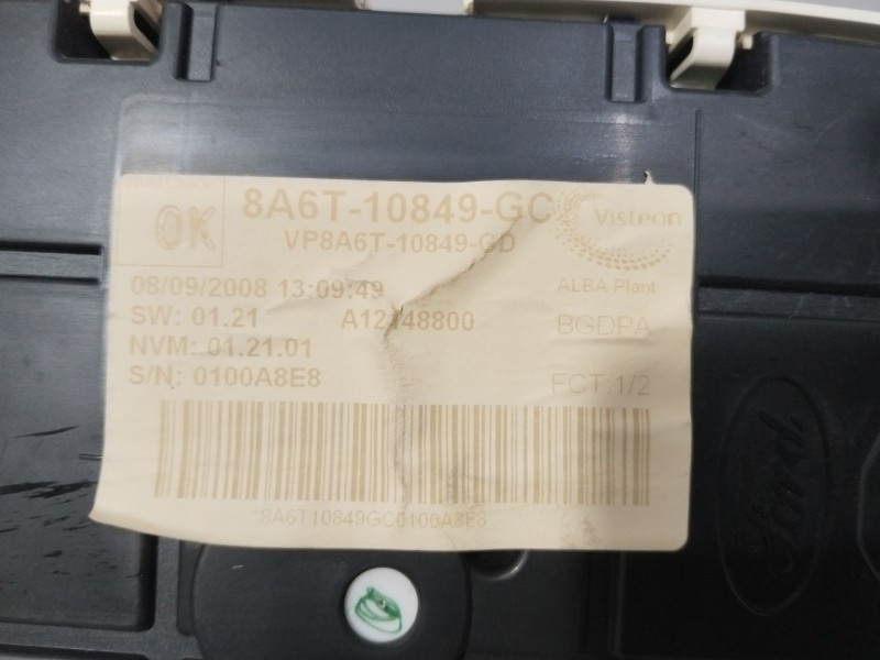 Recambio de cuadro instrumentos para ford fiesta vi (cb1, ccn) 1.6 tdci referencia OEM IAM 8A6T10849GC  