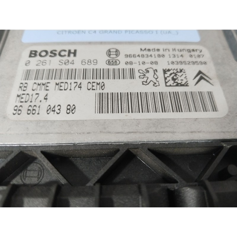 Recambio de centralita motor uce para citroën c4 grand picasso i (ua_) 1.6 16v referencia OEM IAM 0261S04689  