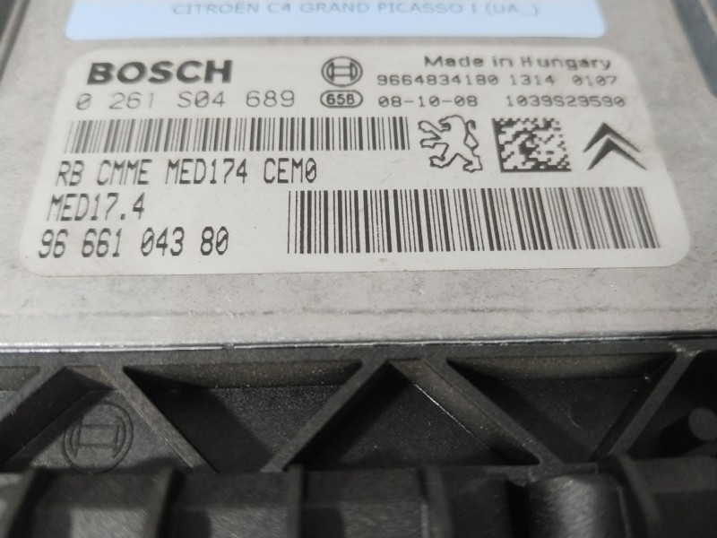 Recambio de centralita motor uce para citroën c4 grand picasso i (ua_) 1.6 16v referencia OEM IAM 0261S04689  