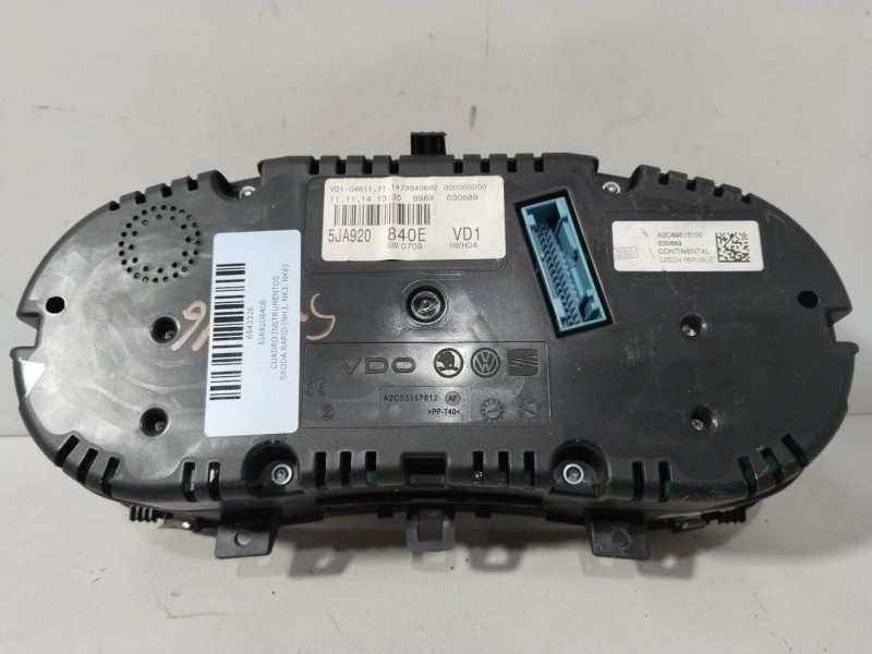 Recambio de cuadro instrumentos para skoda rapid (nh3, nk3, nk6) 1.6 tdi referencia OEM IAM 5JA920840E  