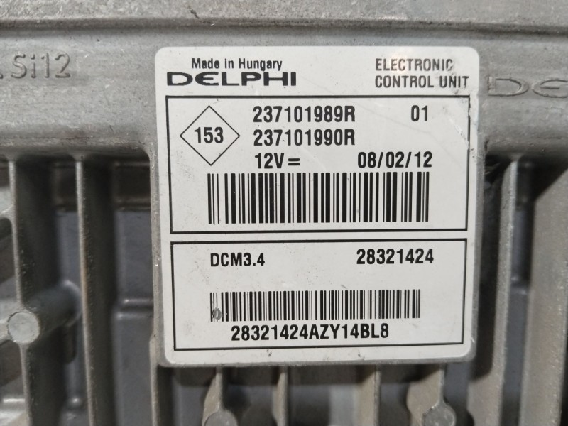 Recambio de centralita motor uce para renault clio iv (bh_) 1.5 dci 90 referencia OEM IAM 237101989R  